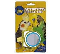 JW Activitoy Double Axis Small Bird Toy Mirror Toy for Pet Birds, Parakeets, Cockatiels, Budgies Perch Toy