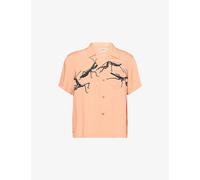 JW Anderson Mens JW Anderson Praying Mantis-Print Camp-Collar Woven Shirt Peach 42