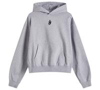 JW Anderson Women's Anchor Embroidery Cropped Hoodie Grey Melange