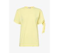 JW Anderson Womens JW Anderson Sleeve Knot Brand-Logo Cotton T-Shirt Yellow S