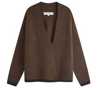 JW Anderson Women's Slanted V Neck Jumper Dark Brown