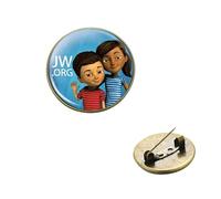 JW.ORG Caleb and Sophia Photo Brooch Jehovah's Witnesses No Blood Logo Bronze Color Glass Cabochon Lapel Pins Friend Badge