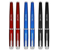 JW.ORG Metal Clip Top Ball Point Black Ink Fine Tip Executive Pen with Insert Cover for Gifting Color Assortment Red, Blue, Black, Set of 6