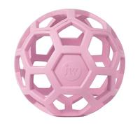 JW Pet HOL-ee Roller™, Dog Toy Puzzle Ball, Natural Rubber, Large (5.5” Inch Diameter), Pink