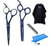JW Professional Shears and Thinner CRX Series Combo, Cape, Comb & Case - Barber & Hair Cutting Scissors / Shears Stainless Steel