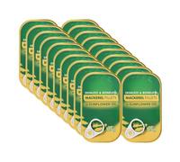 JW Skinless and Boneless Mackerel Fillets Variety Flavours and Sizes 115g Cans (Pack of 20, Sunflower Oil)