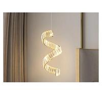 JWBXFYXW Pendant Light Bedroom Stairs Dimmable Led Chandelier Lustre K9 Crystals Light Wave Steel Droplight Suspend Lamp Home Led Luminarias Modern Decor
