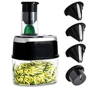 JWCN 500W Electric Spiralizer Slicer, Multifunction Sliced Grater Food Machine Funnel Cucumber Shredder Vegetable Chopper, 4 Cutting Blade For Potatoes,Uptodate