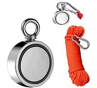 JWCN Double Side Magnet Fishing Kits,Neodymium Magnet with Rope 20M Pulling Force,Fishing Magnet with Eyebolt for Magnet Fishing and Salvage in River,75mm,Uptodate