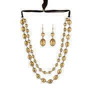 Jwellmart Oxidized Oxidised Multiline Beaded Traditional Garba Wedding Necklace Earrings Combo Set Bollywood Party Fashion Indian Jewelry Jewellery Set for Women
