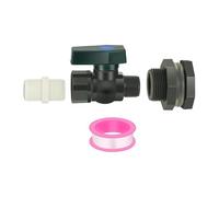 JWFBDB 1 Pack PVC Water Barrel Diverter Kit,Faucet Adapter and Thread Seal Tape, with Bulkhead Fitting Hose