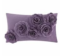 JWH Purple Flower Throw Pillow Covers Aesthetic Decorative Velvet Floral Accent Pillow Case Rectangle Cushion Handmade Pillowcase Bed Couch Bedroom Living Room 12x20 Inch Lilac