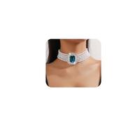 JWICOS Boho Round Imitation Pearl Choker Necklace 1920s Layered Pearl Choker Wedding Crystal Necklace for Women, freesize, Copper, No Gemstone