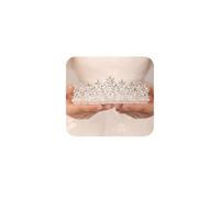 JWICOS Gold Crystal Pearl Tiara Crown for Women Princess Rhinestone Crown Headband for Girls Bridal Wedding Hair Accessories for Brides and Bridesmaid, Alloy, Rhinestone, Crystal