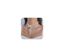 JWICOS Pearl Necklace Boho Round Imitation Pearl Choker Necklace for Women 1920s Choker Necklace Heart Pendant Necklace for Prom Party, freesize, Metal, alloy