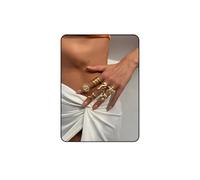JWIGP Chunky Thumb Ring For Women, Gold Silver Stacks Beach Summer Starfish Sun Ring Set Asymmetrical Wavy Curve Rings Open Sizes Dainty Anniversary Birthday Jewelry Gift, L, Zinc, No Gemstone