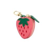 JWIGP Cute Strawberry Leather Bag Charm, Y2k Strawberrys Fruit Bag Keychain With Zipper Preppy Purse Charm Accessories Stuff Gifts (Strawberry)