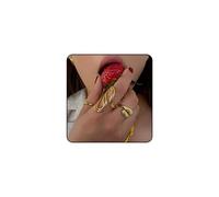 JWIGP Thumb Rings For Women, Gold Silver Chunky Snake Asymmetrical Wavy Curve Ring Open Adjustable Non Tarnish Dainty Stainless Steel Anniversary Birthday Jewelry Gift, L, Stainless Steel, No Gemstone