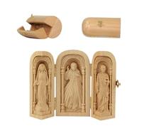 Jwinkumy Portable Wooden Catholic Altar - Handmade Religious Home Decor Mini Prayer Altar Box Jesus Virgin Mary Saint Joseph Perfect for Christian Gifts (Christmas, Easter)
