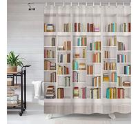 JWJAMM Vintage Bookshelf Shower Curtain Unique Library Rustic Wooden Books Education Learning Bookcase Collection Reading Bath Curtains with Hook 70x70 Inch