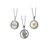 JWL Personalised name Laser Message Round Stainless Steel necklace, (Round Spin, Silver)