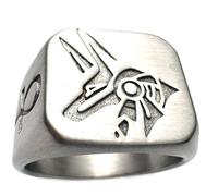 JWM Men's Stainless Steel Anubis Rings Jewelry for Men Egyptian God Rings, Delicate Packaging, Paper, No Gemstone