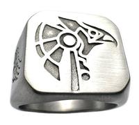 JWM Men's Stainless Steel Horus Rings Jewelry for Men Egyptian God Rings Eye of Horus Rings, Delicate Packaging, Paper, No Gemstone
