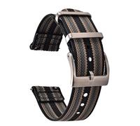 JWNSPA Two Piece Quick Release Ballistic Ribbed Nylon Watch Strap,18/20/22 mm Replacement Watch Bands for Men Women, Black Khaki Gray, 18mm, Casual