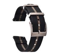 JWNSPA Two Piece Quick Release Ballistic Ribbed Nylon Watch Strap,18/20/22 mm Replacement Watch Bands for Men Women, Black Khaki, 20mm, Casual