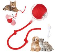 jwogngls Interactive Cat Toy, Interactive Play Ball for Cats, USB Rechargeable, Cat Ball Electric with Tail, 360° Automatic Cat Toy Ball for Cats (Red)