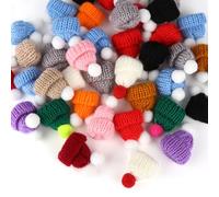 jwogngls Pack of 40 Mini Hat Braided Bonnet Christmas Hat Mini Doll Christmas Candy Cases DIY Mini Party Hats Mini Wool Hat Dolls Hat Christmas Hat Wine Bottle Topper Hat