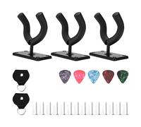 JWOYMANL 3Pcs Guitar Hook Wall Mount Holder, Musical Instrument Accessories, Sturdy Iron U - Shaped Clip for Violin Ukulele Bass Mandolin, with Installation Accessories Guitar Picks an