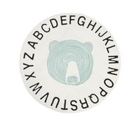 JWOYMANL Animal Round Area Mat, Kids Soft Carpet Rug, Adorable Cartoon Design with Alphabet Patterns, Non Slip Faux Cashmere Crawling Mat for Nursing Room, 39.4in Diameter Floor Play Mat (Bear Head)