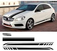JWOZQ Car Body Decal Stickers For Mercedes Benz W176 A Class A45 AMG A200 A180 Waterproof Side Skirt Stripe Decals Graphic Accessories Tuning Stripes Styling,A-black