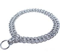 JWPC Dog Chain Collar Pet Iron Metal Double Chain Row Neck Leash Gear Choke Chain Walking Training for Small Medium Large Dogs (2.5mm × 45cm)