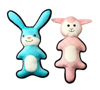 JWPET 2-Pack Tough Plush Dog Toys, Rabbit & Sheep Interactive Chew Toys for Puppies & Dogs, Teething & Fetch Play