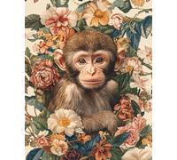 JWPSHIJIE 5D Diamond Painting Kits, Animals Monkeys and Flowers DIY Diamond Painting Cross Stitch Full Drill Crystal Rhinestone Painting Embroidery Paintings Pictures for Home Wall Decor 40 * 50cm