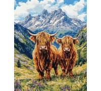 JWPSHIJIE 5D DIY Diamond Art Painting Kit, Cows on The Grassland Diamond Crystal Rhinestone Arts and Embroidery Cross Stitch Pictures Paintings by Numbers for Home Wall Decoration 40 * 50cm