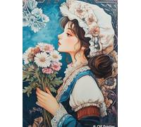 JWPSHIJIE 5D DIY Diamond Art Painting Kit Full Drill, Cartoon Girl and Flowers Canvas Diamond Crystal Rhinestone Embroidery Cross Stitch Pictures Painting by Numbers for Wall Decor 40 * 50cm