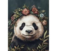 JWPSHIJIE 5D DIY Diamond Art Painting Kits, Animal Panda and Flowers Rhinestone Diamond Cross Stitch Embroidery Canvas Painting Pictures 40 * 50cm