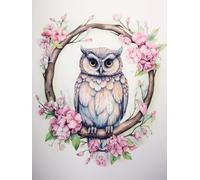 JWPSHIJIE 5D DIY Diamond Art Painting Kits Full Drill, Animal owl and Flower Branch Canvas Diamond Rhinestone Cross Stitch Embroidery Picture Wall Decor 40 * 50cm