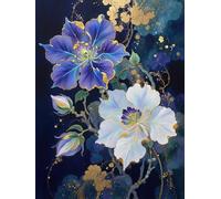 JWPSHIJIE 5D DIY Diamond Art Painting Kits Full Drill, Flowers Diamond Crystal Rhinestone Cross Stitch Embroidery Pictures Painting by Numbers for Home Wall Decor