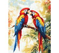JWPSHIJIE 5D DIY Diamond Art Painting Kits Full Drill, Parrot on a Branch Diamond Crystal Rhinestone Cross Stitch Embroidery Pictures Painting by Numbers for Home Wall Decor 40 * 50cm