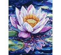 JWPSHIJIE 5D DIY Diamond Art Painting Kits, Lotus Flowers in The Pond Diamond Embroidery Crystal Rhinestone Cross Stitch Craft Canvas Pictures Painting by Numbers 40 * 50cm