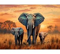 JWPSHIJIE Cross Stitch Kits for Adults, Animal Elephant Pattern,K,50 * 70cm Pattern Stamped Cross Stitch Kits with Needles Scissor Threaders, 11CT Printed Cross Stitch Kit for Home Wall Decor
