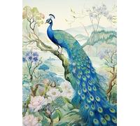 JWPSHIJIE Cross Stitch Kits for Adults Beginners Pre Printed, Beautiful Peacock Among Flowers,F,50 * 70cm 11CT Stamped Advanced DIY Embroidery Kits with Pattern