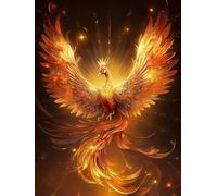 JWPSHIJIE Cross Stitch Kits for Adults Beginners Pre Printed, Phoenix with Brilliant Feathers,H,30 * 40cm 11CT Stamped Advanced DIY Embroidery Kits with Pattern