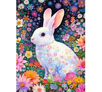 JWPSHIJIE Cross Stitch Kits for Adults, Cute Bunny,G,40 * 50cm 11CT Pre Printed Stamped Counted Cross Stitch Kits, Easy Cross Stitch Patterns, Embroidery Kits for Adults Beginners
