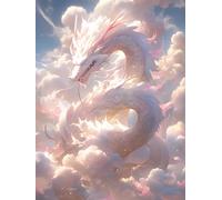 JWPSHIJIE Cross Stitch Kits for Adults, Dragon in The Clouds,G,30 * 40cm 11CT Counted Printed Cross Stitch Kits for Beginners Adults Include Embroidery Fabric Threads and Needles