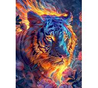 JWPSHIJIE Cross Stitch Kits for Adults, Tiger Pattern,E,30 * 40cm Full Range of Embroidery Starter Kits Stamped Cross Stitch Kits Beginners for DIY Embroidery 11CT 3 Strands